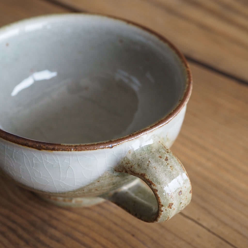 かじや窯 米原暁雄 スープ碗( 灰幕掛)