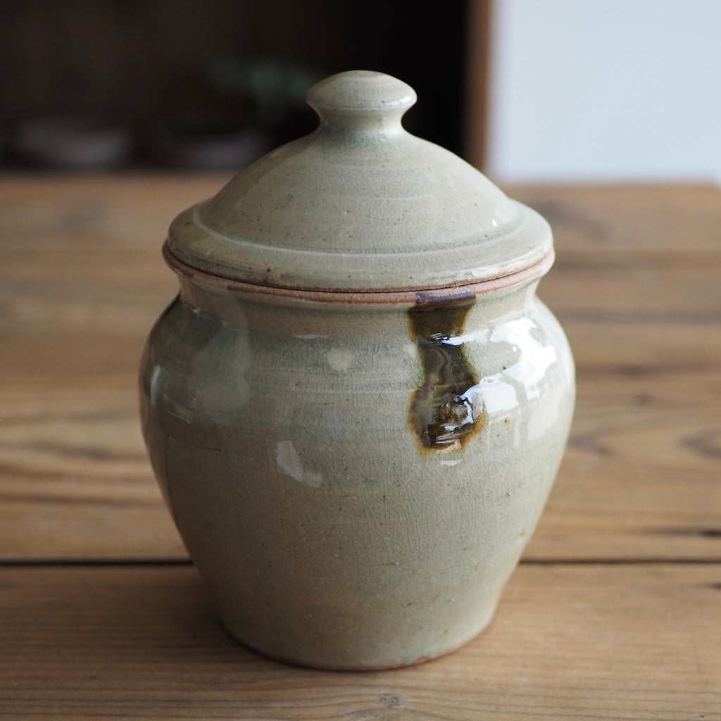 まゆみ窯 眞弓亮司 蓋物 透明二彩(中)