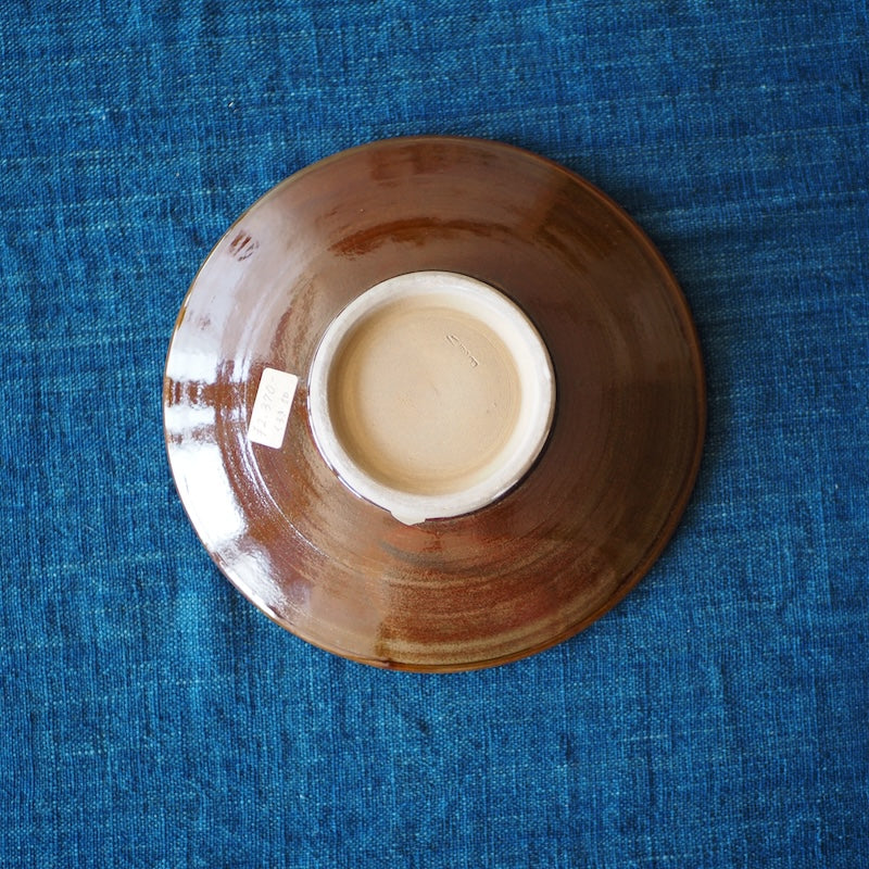 小鹿田焼 黒木昌伸窯 6寸皿 刷毛目 白