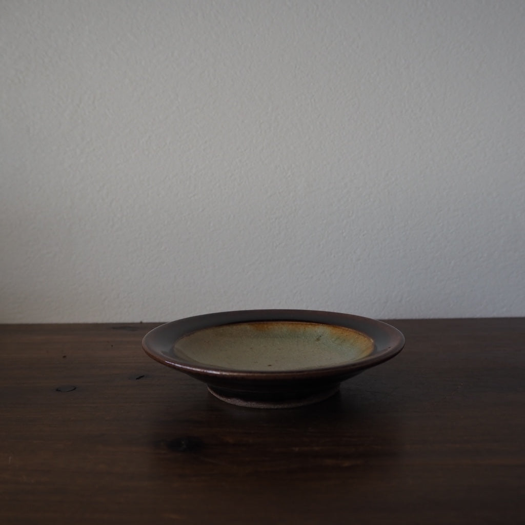 まゆみ窯 眞弓亮司 4寸リム皿(透明・飴)