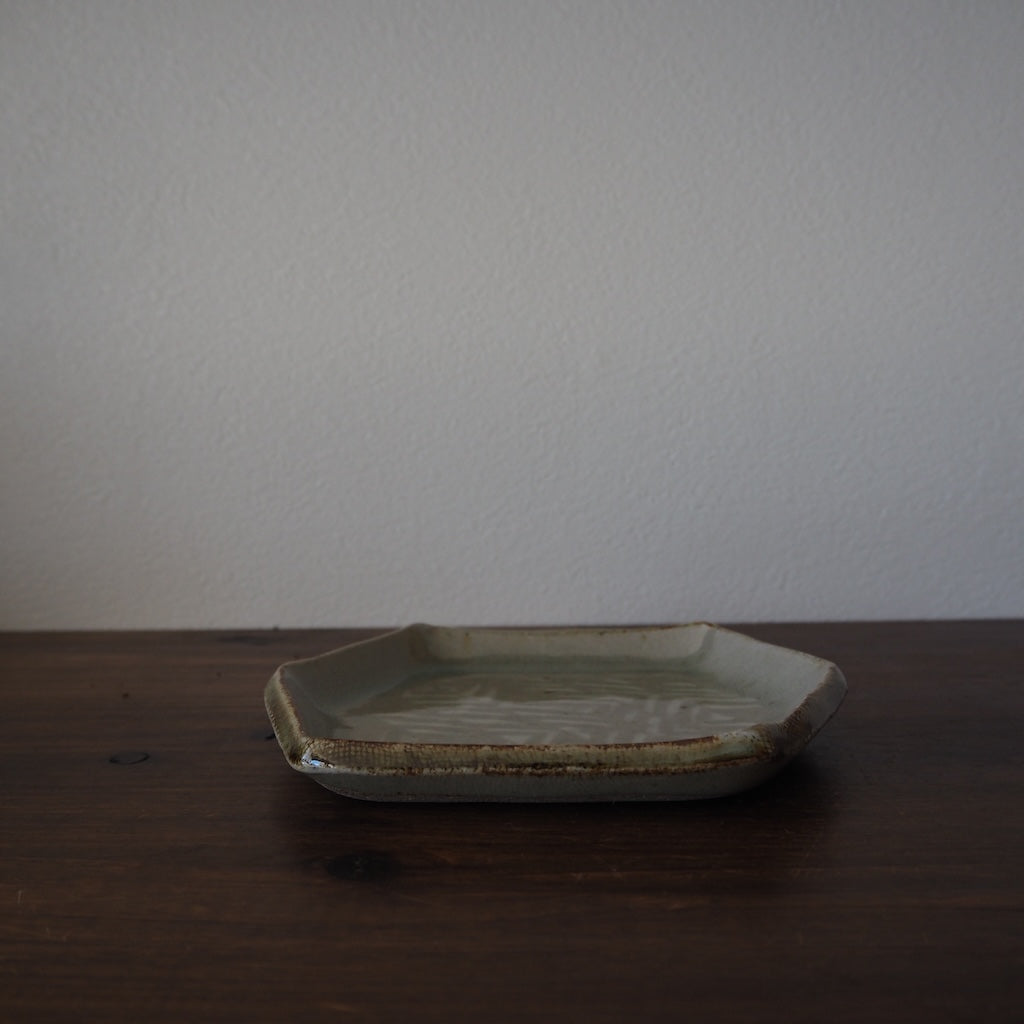 まゆみ窯 眞弓亮司 象嵌六角平皿(透明)