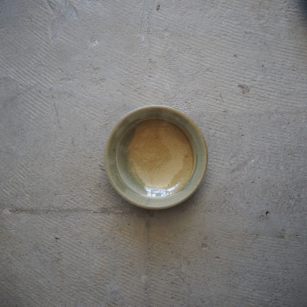まゆみ窯 眞弓亮司 4寸リム皿(黄透明・透明)