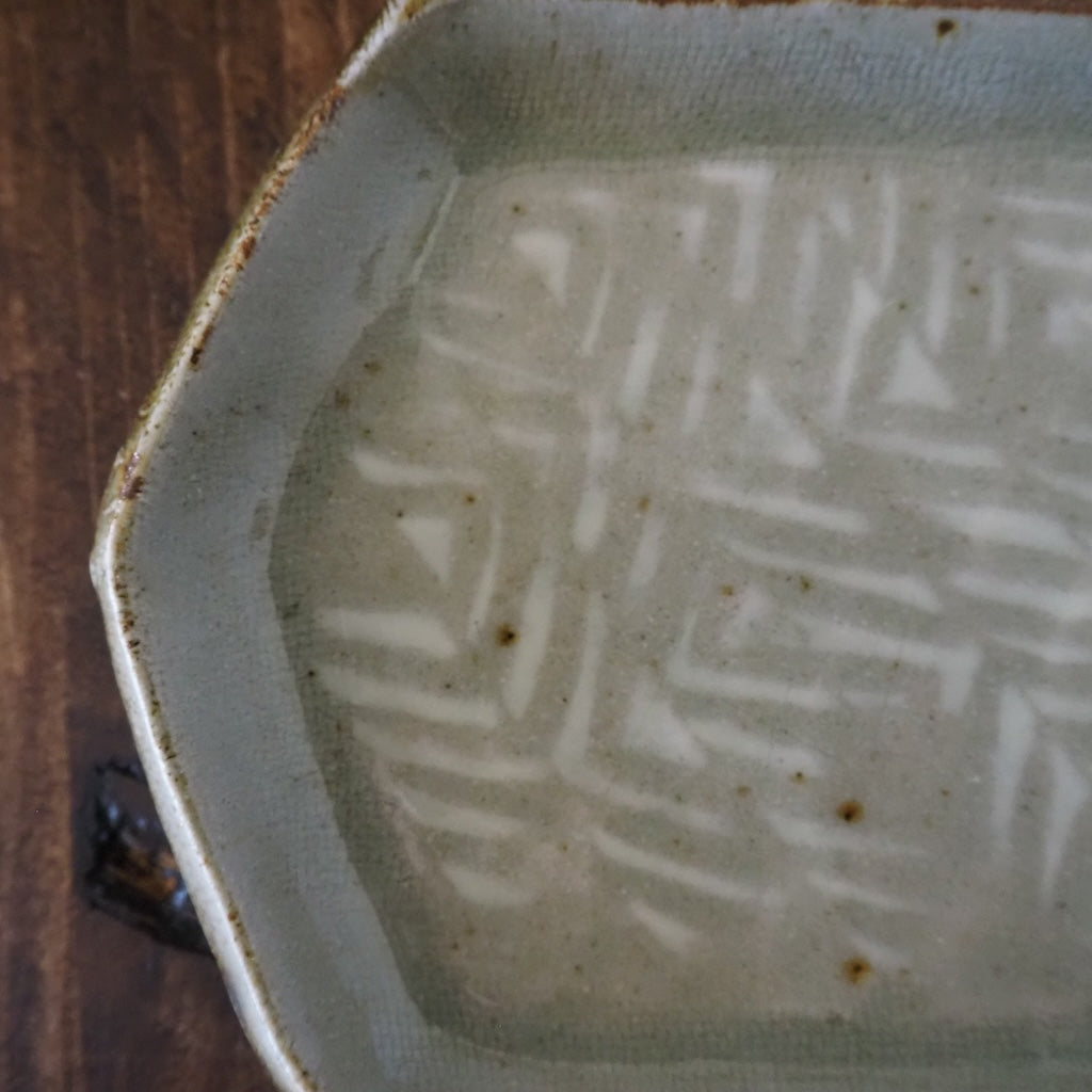 まゆみ窯 眞弓亮司 象嵌六角平皿(透明)