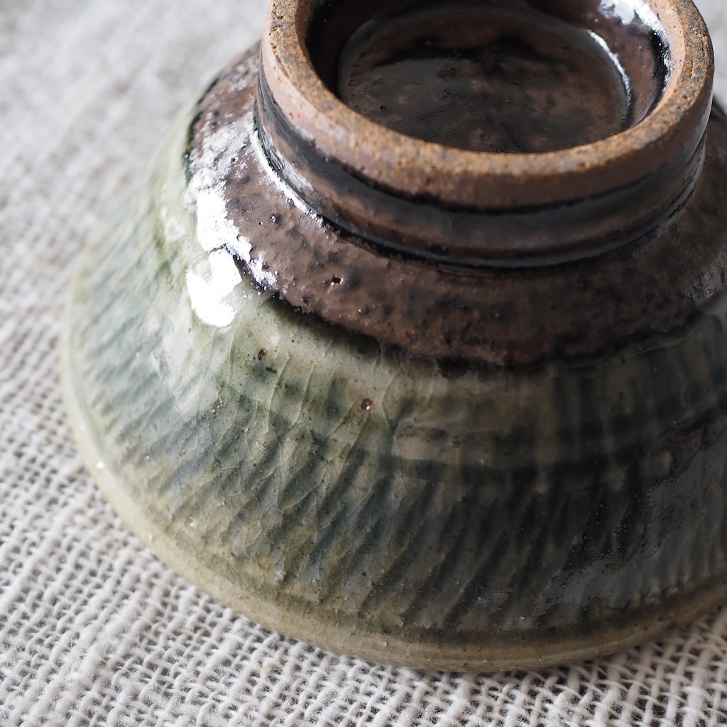 中ノ畑窯 佐藤央巳・友美 ご飯茶碗(呉須飛び鉋)