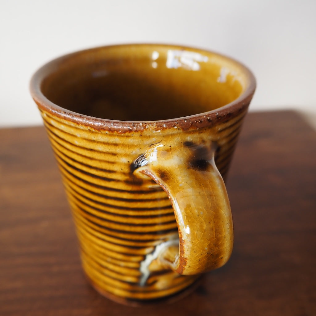 かじや窯 米原暁雄 マグカップ高(飴・縞)
