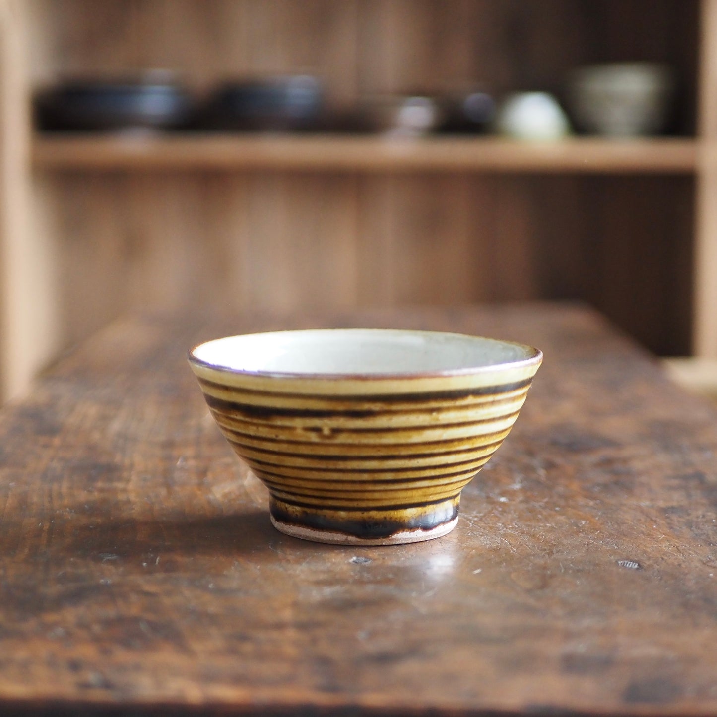 かじや窯　米原暁雄　碗飯小（飴しましま）