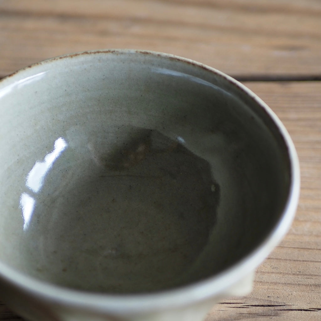 まゆみ窯　眞弓亮司　斜目鎬飯碗（小）（透明）