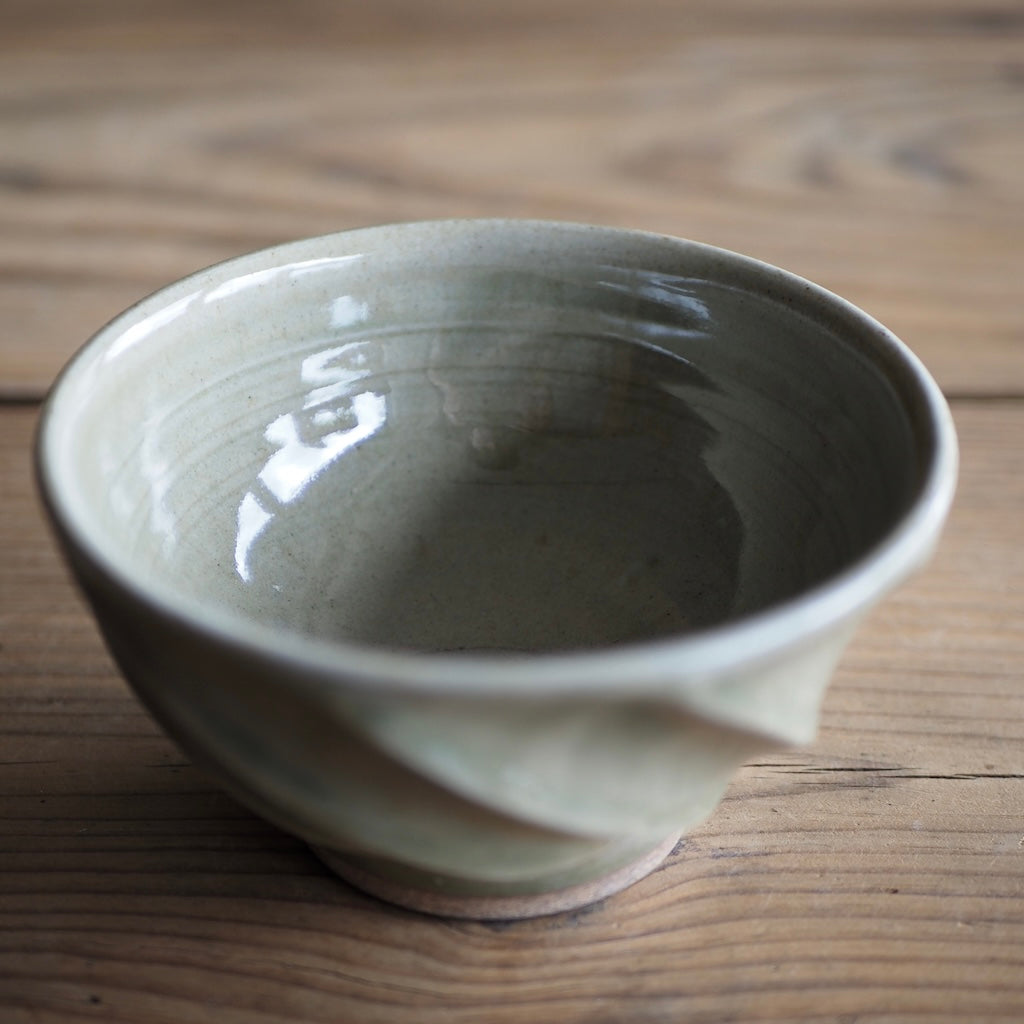 まゆみ窯　眞弓亮司　斜目鎬飯碗（大）（透明）