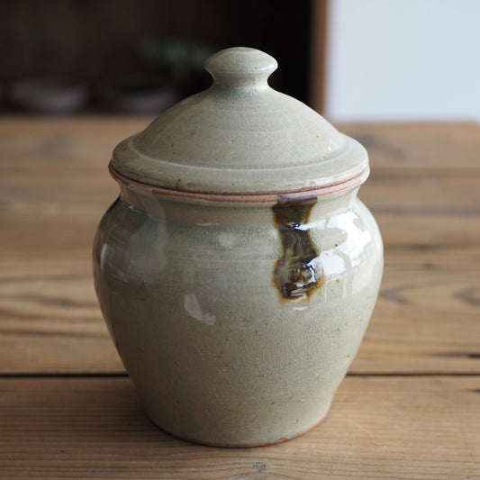 まゆみ窯　眞弓亮司　蓋物　透明二彩（中）