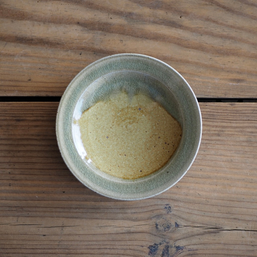 まゆみ窯　眞弓亮司　４寸リム皿（黄透明・透明）