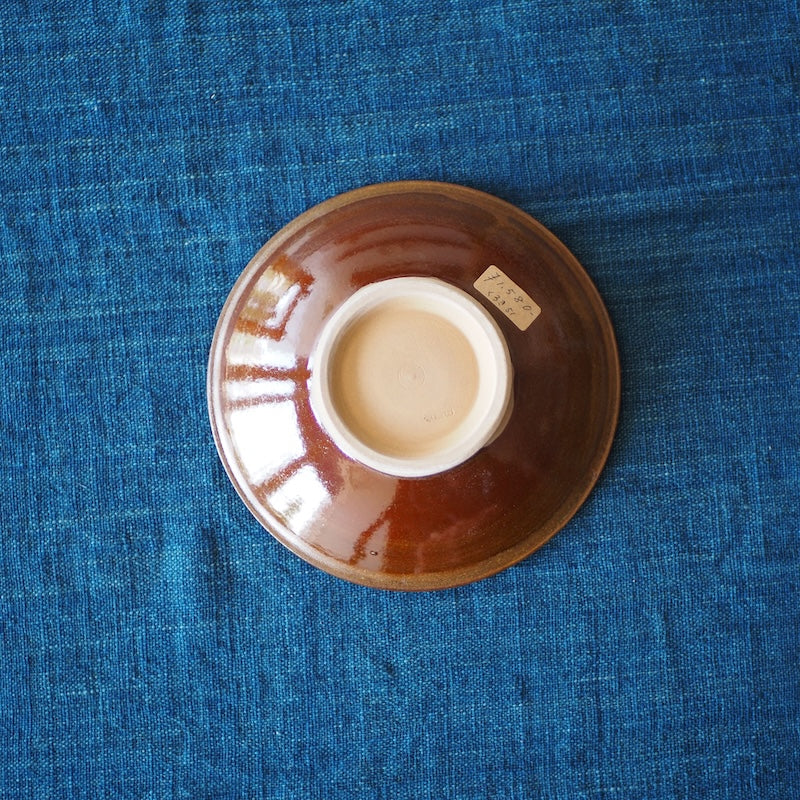 小鹿田焼　黒木昌伸窯　５寸皿　飛び鉋　飴