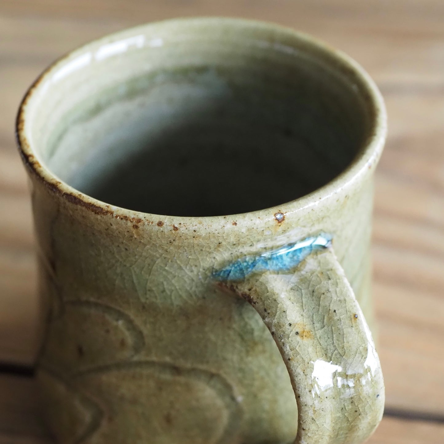 野脇窯　灰釉　マグカップ（線彫）