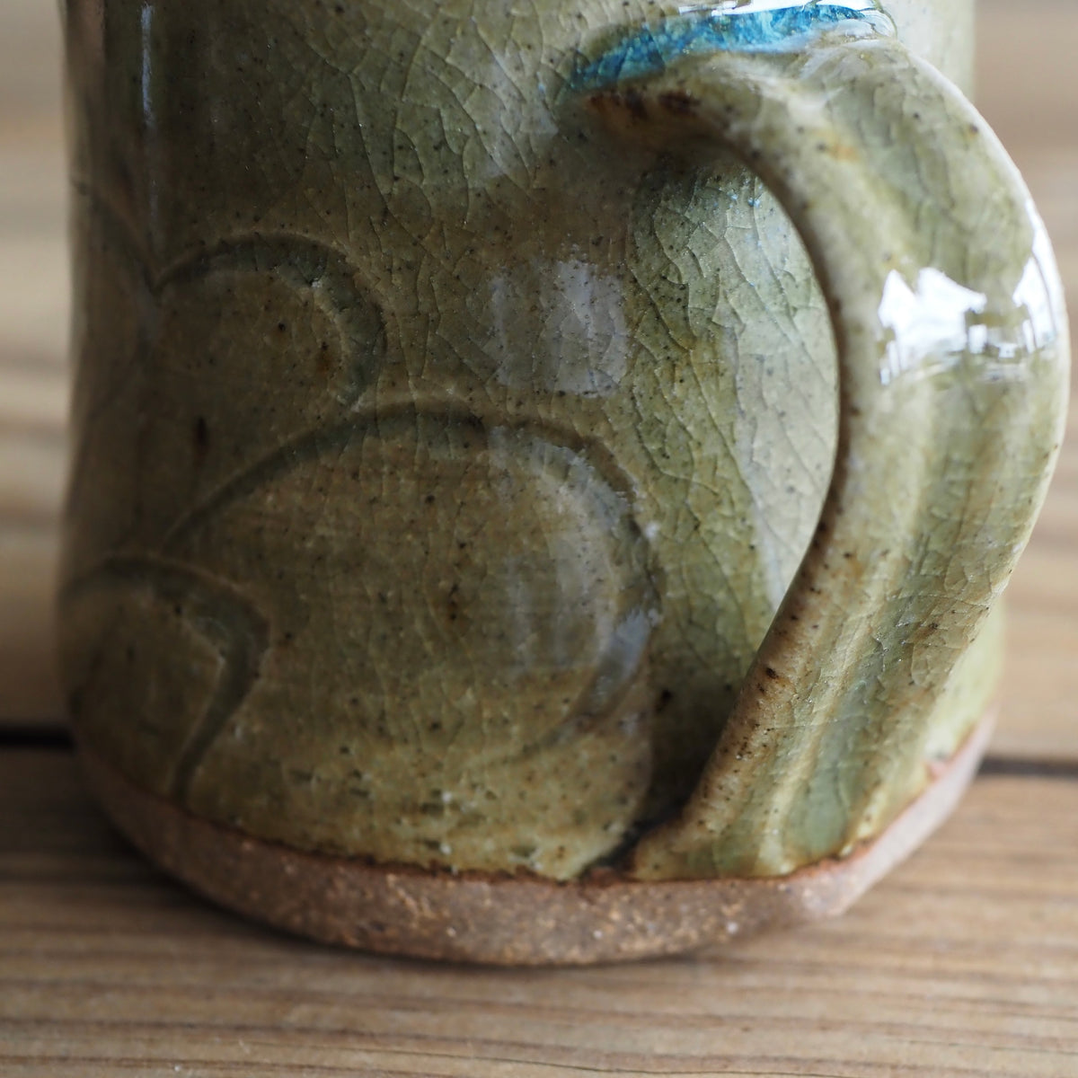 野脇窯　灰釉　マグカップ（線彫）