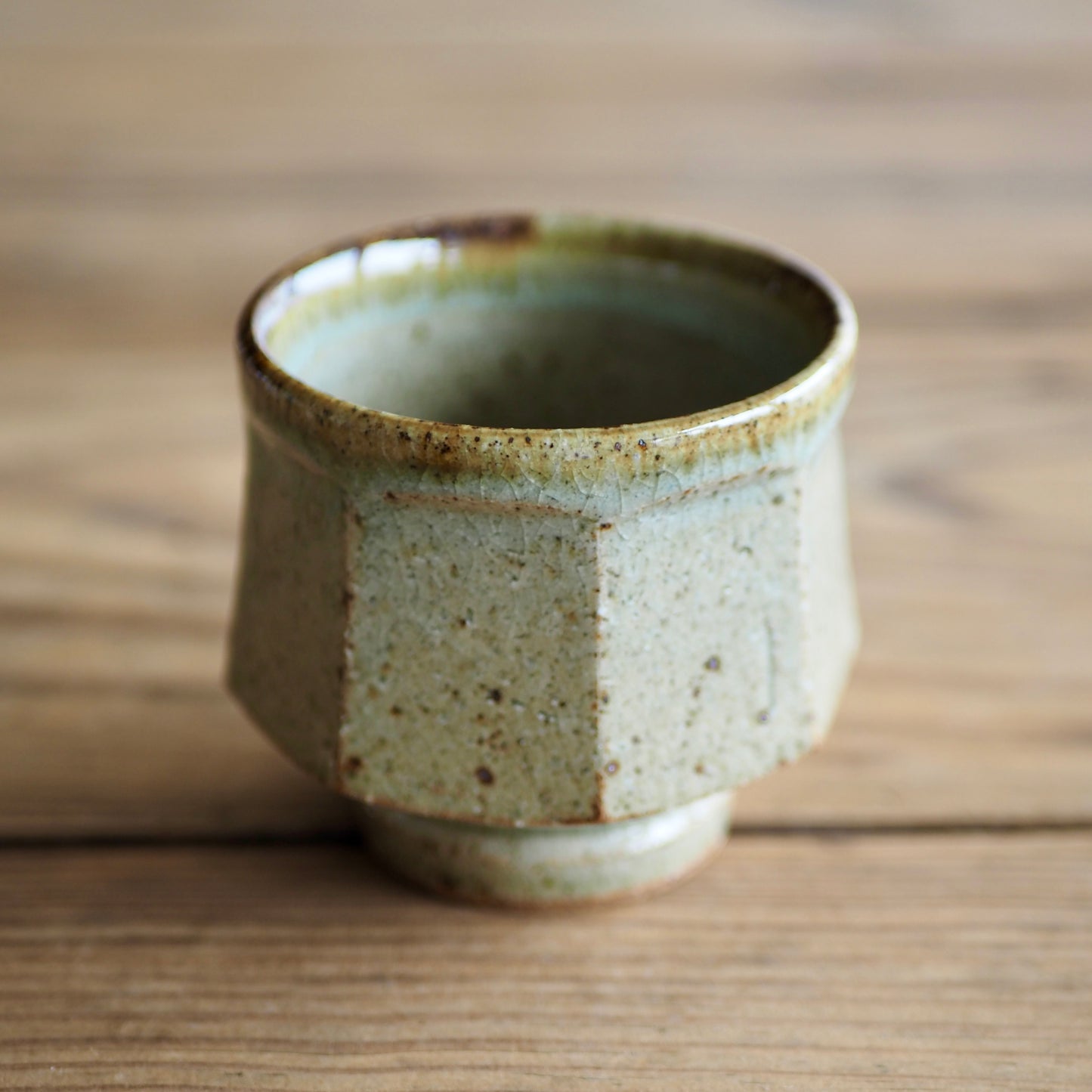 野脇窯　土灰釉　湯呑（面取）