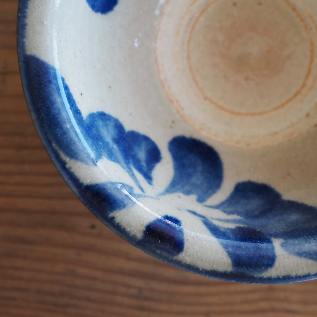 百草陶房　伊良部あゆ　４寸ワンブー　（唐草/コバルト）