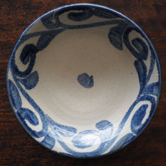 榮一工房　宮國榮一　8寸皿　蛇の目なし（から草・コバルト）