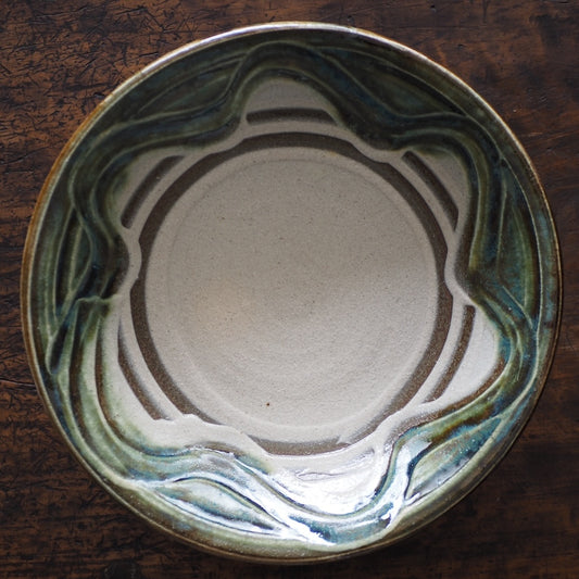 榮一工房　宮國榮一　8寸皿・蛇の目なし（オーグスヤ指描き）