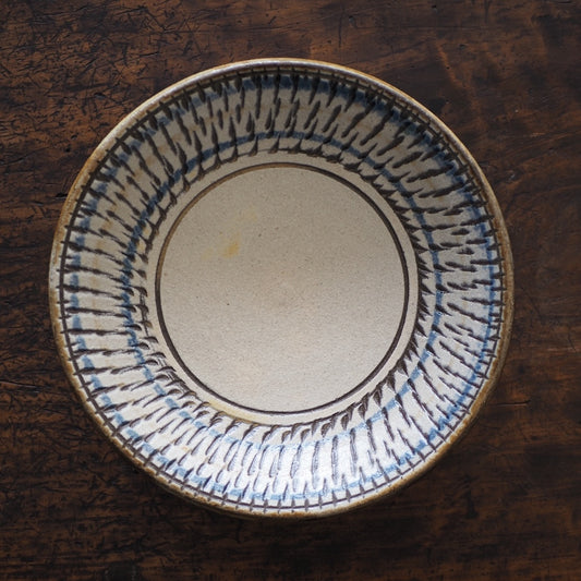 榮一工房　宮國榮一　７寸皿・蛇の目なし（二彩飛びかんな）