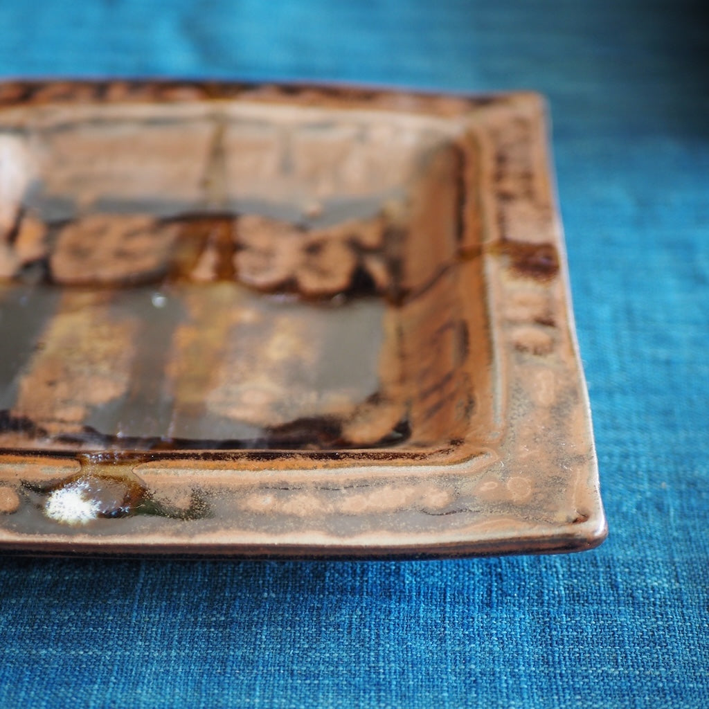 野はら屋　佐々木かおり　7寸角皿(B)　