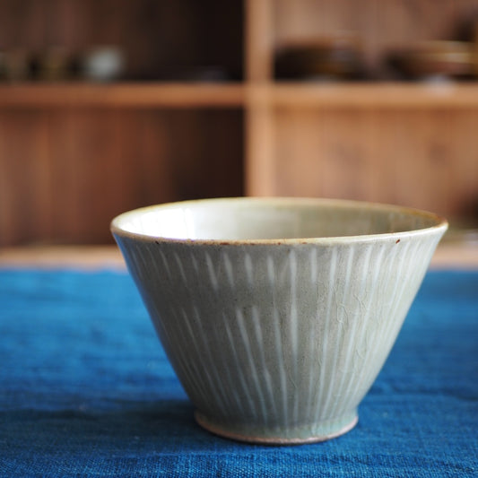 まゆみ窯　眞弓亮司　透明釉象嵌切立鉢（大）