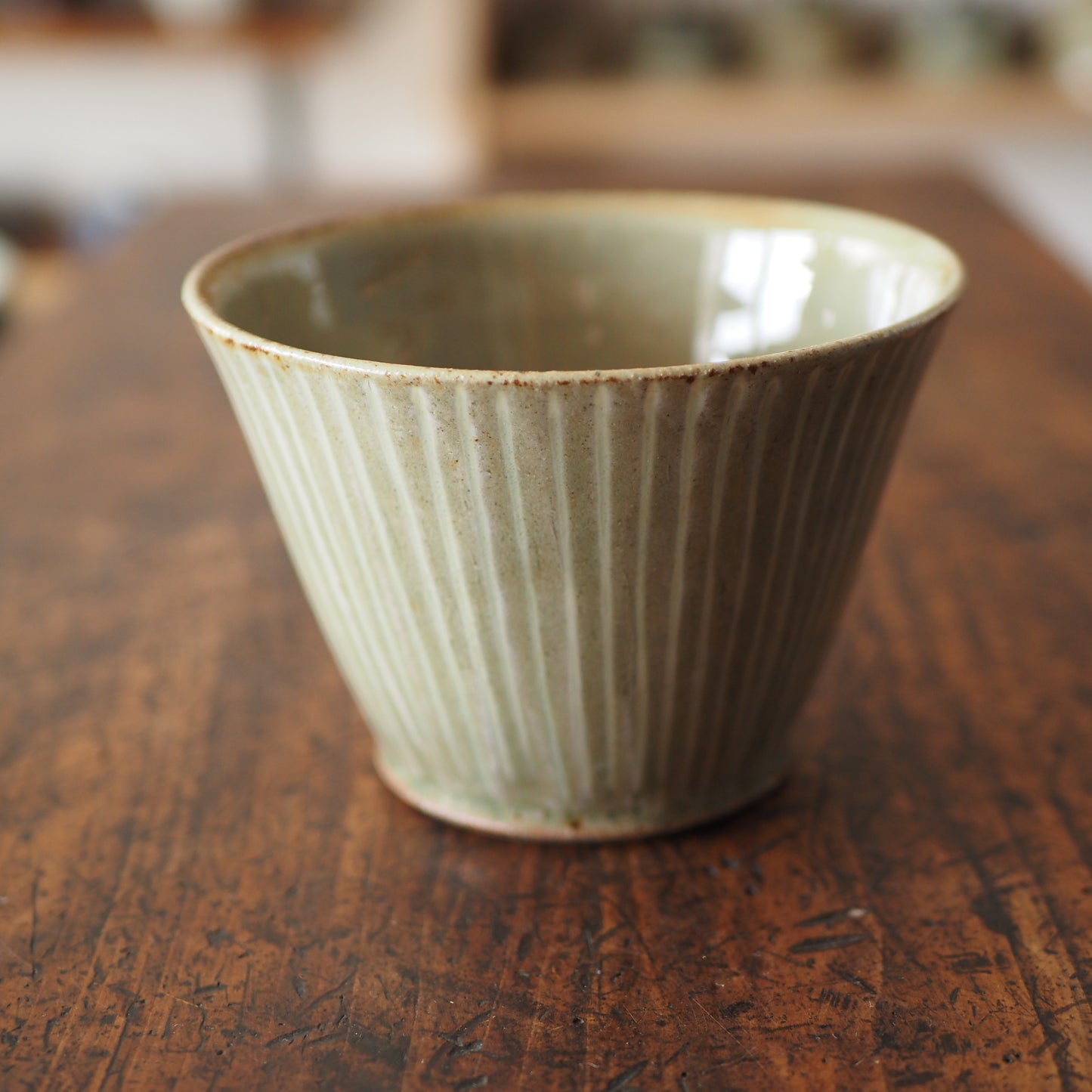 まゆみ窯　眞弓亮司　透明釉象嵌切立鉢（小）