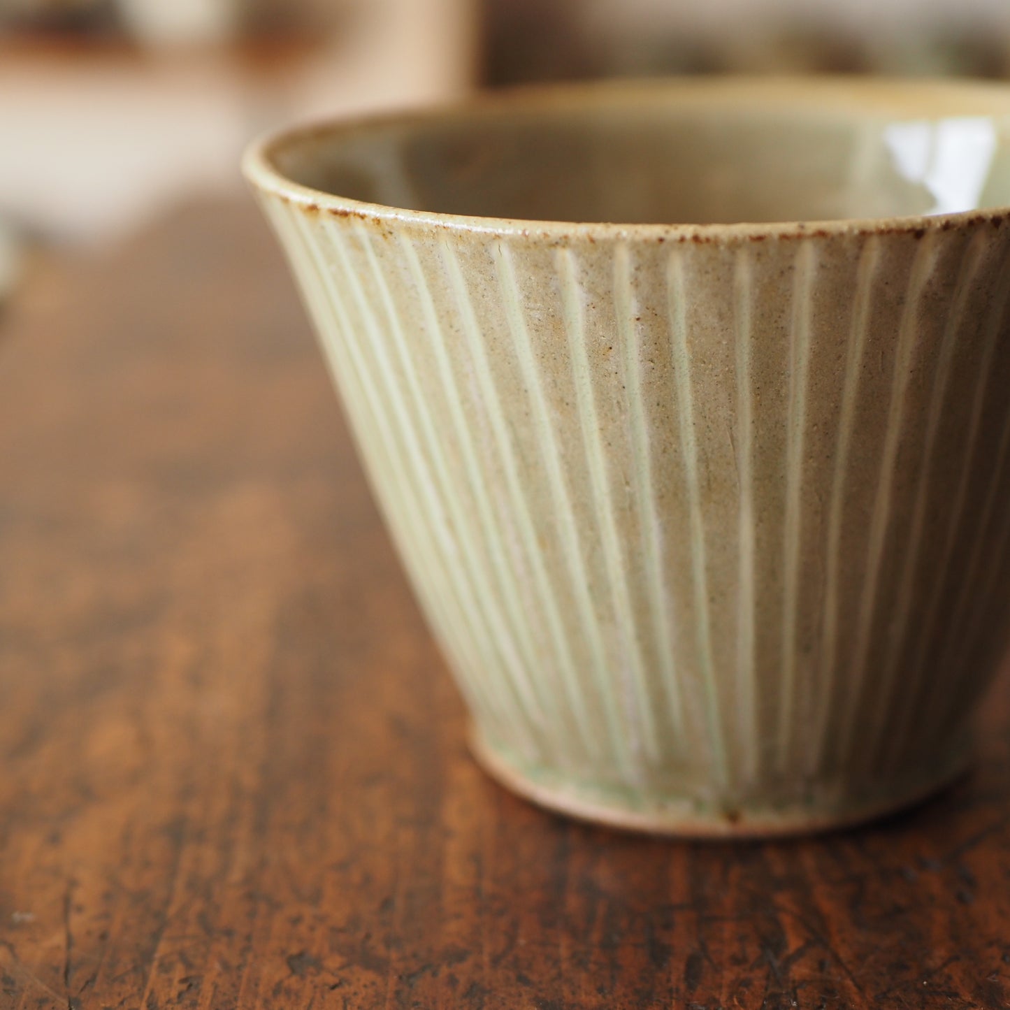 まゆみ窯　眞弓亮司　透明釉象嵌切立鉢（小）