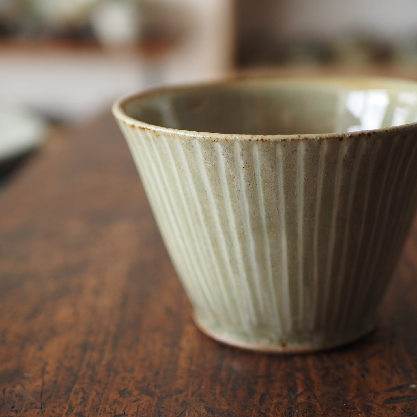 まゆみ窯　眞弓亮司　透明釉象嵌切立鉢（小）